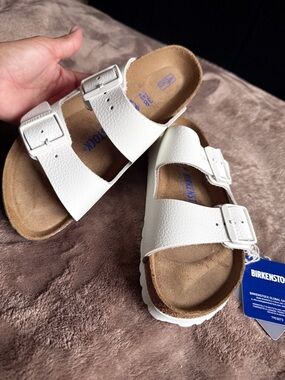 Birkenstock Kids White Two-Strap Adjustable Sandals